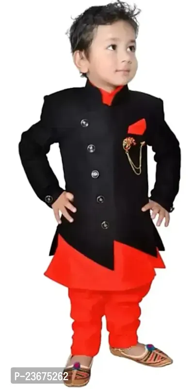 Stylish Fancy Rayon Kurta And Waistcoats With Bottom Wear Set For Boys-thumb0