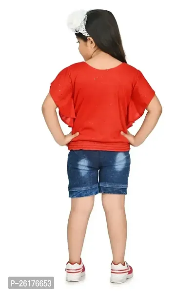 RAHAT Garments Girl's Cotton Half Sleeves T-Shirt with Denim Jeans Shorts...(HOT=143)-thumb5