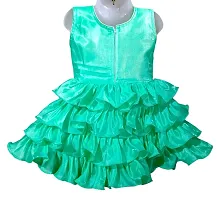 RAHAT GARMENTS Satin Fancy Flower Dress Princess Knee Length Frock (EKBL=1200)(GREEN-20)-thumb3