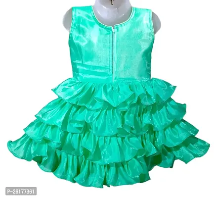 RAHAT GARMENTS Satin Fancy Flower Dress Princess Knee Length Frock (EKBL=1200)(GREEN-20)-thumb4