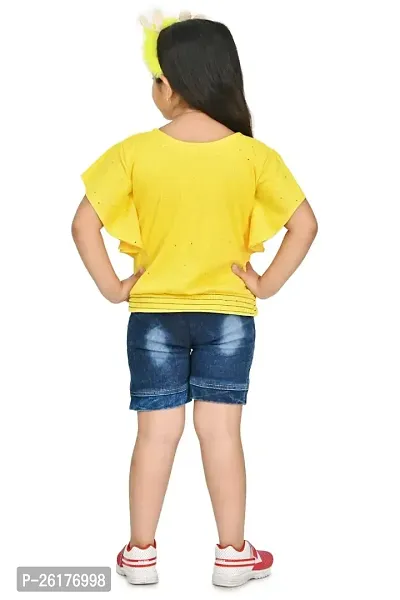 RAHAT Garments Girl's Cotton Half Sleeves T-Shirt with Denim Jeans Shorts...(HOT=143)-thumb5