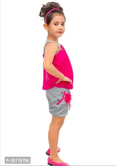RAHAT Garments Girls Tees | Shorts Combo Set Soft Cotton Sleeveless Cute Printed Top | Stylish Bottom Pant (SHORTS=25...YELLOW)-thumb2