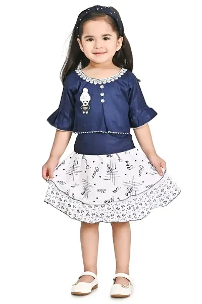 Fabulous Rayon Self Pattern Top With Bottom Set For Girls