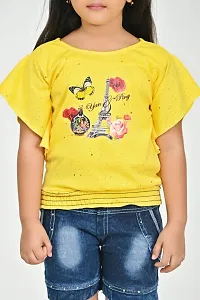 RAHAT Garments Girl's Cotton Half Sleeves T-Shirt with Denim Jeans Shorts...(HOT=143)-thumb3