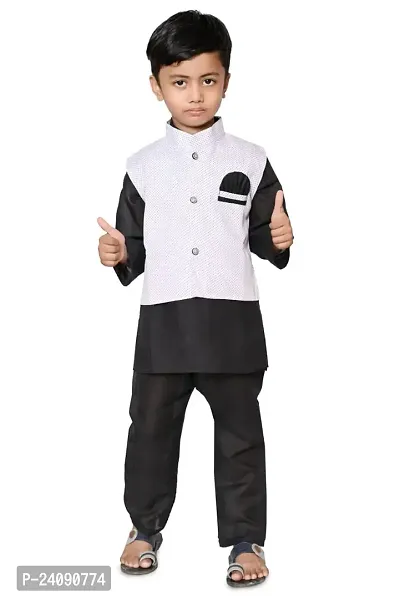 Boys Festive  Party Kurta, Waistcoat and Churidar Set-thumb0