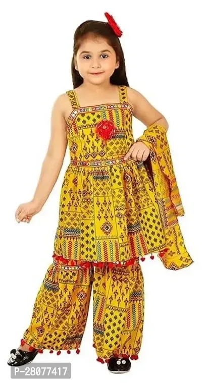 Classic Cotton Clothing set with Dupatta for Kids Girl-thumb0