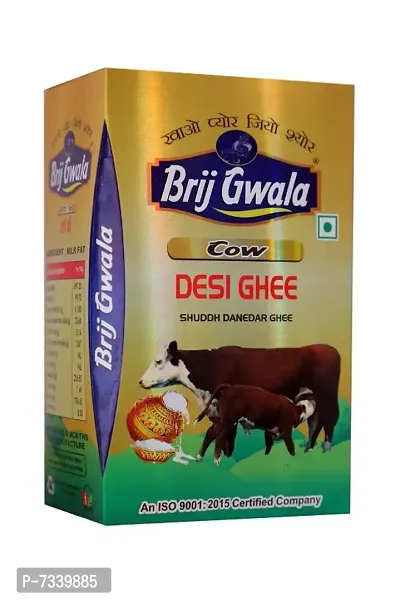 Brij Gwala Desi Cow Ghee |Made Traditionally from Curd |Pure Cow Ghee for Better Digestion and Immunity | 500 ml Tetra Pack-thumb0