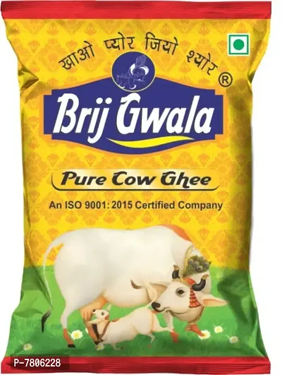 Brij Gwala Desi Cow Ghee |Made Traditionally from Curd |Pure Cow Ghee for Better Digestion and Immunity | 1Ltr Pouch-thumb0