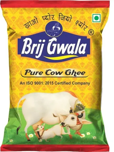Brij Gwala Desi Cow Ghee |Made Traditionally from Curd |Pure Cow Ghee for Better Digestion and Immunity | 1Ltr Pouch