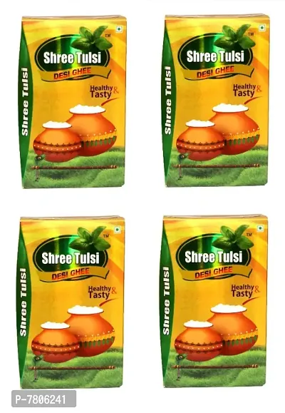 Shree Tulsi Desi Ghee |Made Traditionally from Curd |Pure Ghee for Better Digestion and Immunity | 500ml Tetra Pack of-4