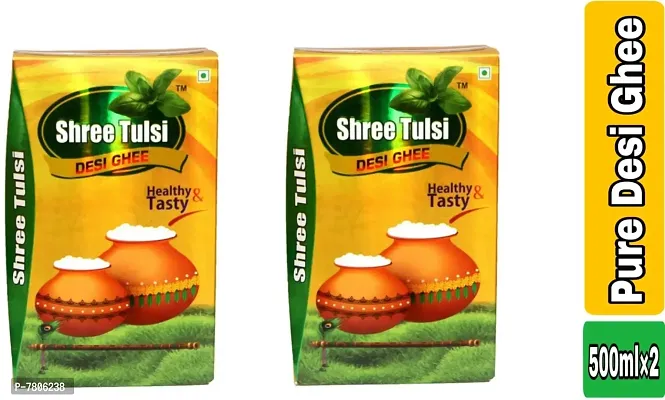 Shree Tulsi Desi Ghee |Made Traditionally from Curd |Pure Ghee for Better Digestion and Immunity | 500ml Jar Pack of-2-thumb0