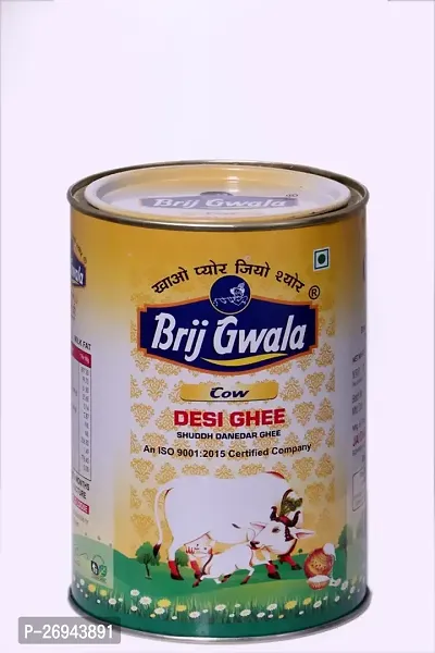 Brij Gwala Desi Cow Ghee| Made Traditionally from Curd| 1Ltr Tin pack-1-thumb0