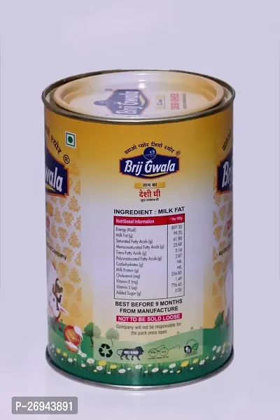 Brij Gwala Desi Cow Ghee| Made Traditionally from Curd| 1Ltr Tin pack-1-thumb2