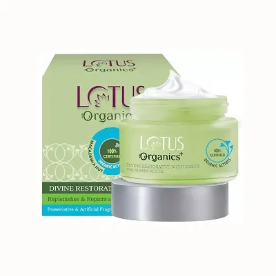 Lotus Organics+ Divine Restorative Night Cream | Macadamia Nut Oil | Barrier Repairing Moisturiser | 100% Organic | 50g
