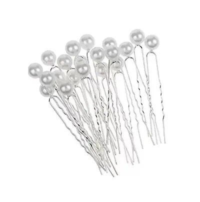 RSS Silver Pearl Women's Hair Pins Clip 12 PCS Hair Accessory Set  (Silver)