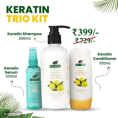 pure roots Keratin Trio ndash; Keratin Shampoo (300ml) + Conditioner ( 100ml) + Keratin Hair Serum (100 ml)