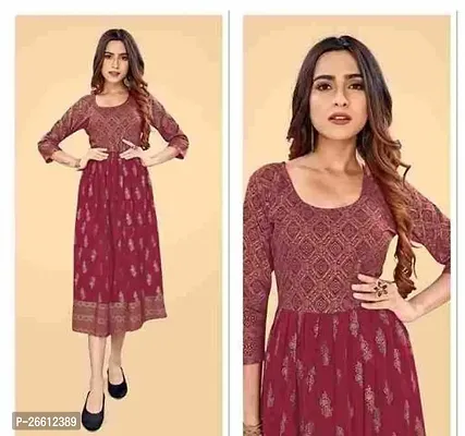 Beautiful Rayon Maroon Embroidered  Gown For Women