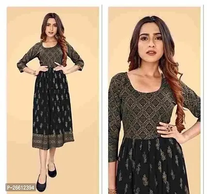 Beautiful Rayon Black Embroidered  Gown For Women