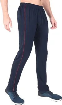 Navy Blue Cotton Regular Track Pants For Men-thumb1