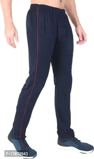 Navy Blue Cotton Regular Track Pants For Men-thumb2