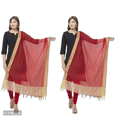 Women solid Banarsi Dupatta (Red +Red)