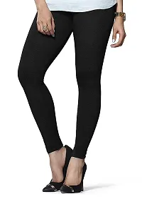 Women Black Solid Summer Leggings-thumb1