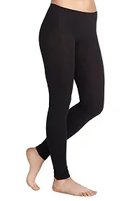 Women Black Solid Summer Leggings-thumb2