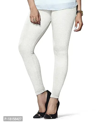 Women White Solid Summer Leggings-thumb2