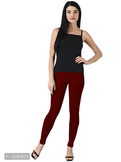 Women Maroon Solid Summer Leggings