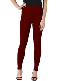 Women Maroon Solid Summer Leggings-thumb1