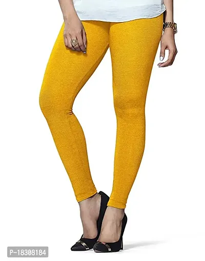 Women Yellow Solid Summer Leggings-thumb2