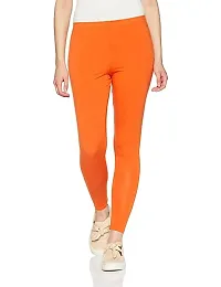 Women Orange Solid Summer Leggings-thumb1