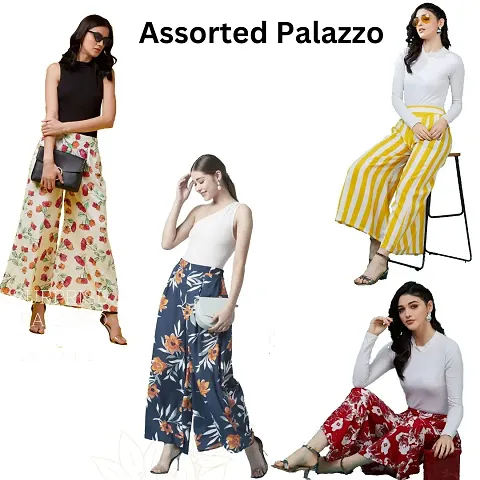 Stylish Lycra Floral Printed Palazzo for Women Pack Of 2