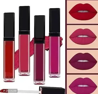 4 Liquid Waterproof Lipstick Makeup For All Skin Type Pack Of 4