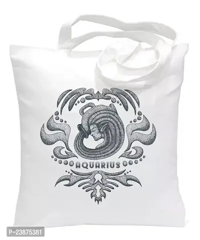 Stylish White Fabric Printed Tote Bag For Women-thumb0