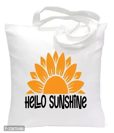 Stylish White Fabric Printed Tote Bag For Women