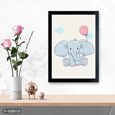 Premium Quality Mohinidreams Cute Elephant Framed Poster (Black, 12X18 Inch)