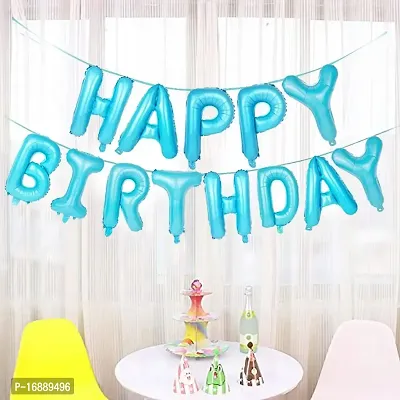 Shoppingdreams Happy Birthday Letter Foil Balloon for Birthday Decoration/Anniversary Party Decoration (Light Blue)