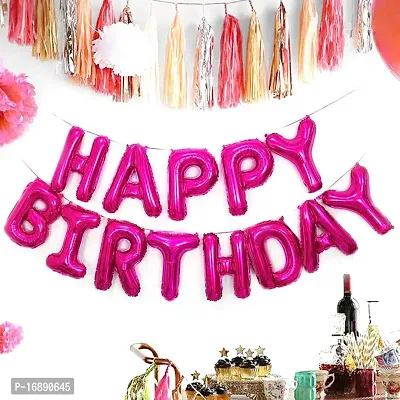 Shoppingdreams Happy Birthday Letter Foil Balloon for Birthday Decoration/Anniversary Party Decoration (Pink)-thumb4