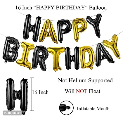 Shoppingdreams Happy Birthday Letter Foil Balloon for Birthday Decoration/Anniversary Party Decoration (Black and Golden)-thumb2