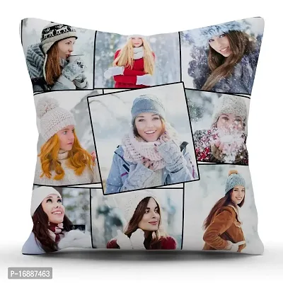 Shoppingdreams 9 Photos Personalized Collage Satin Pillow, 12?12-inch (White)