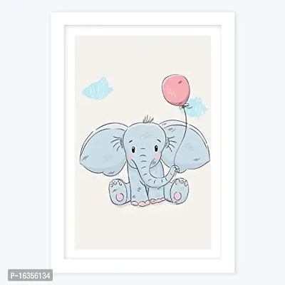 Premium Quality Mohinidreams Cute Elephant Framed Poster (White, 12X18 Inch)