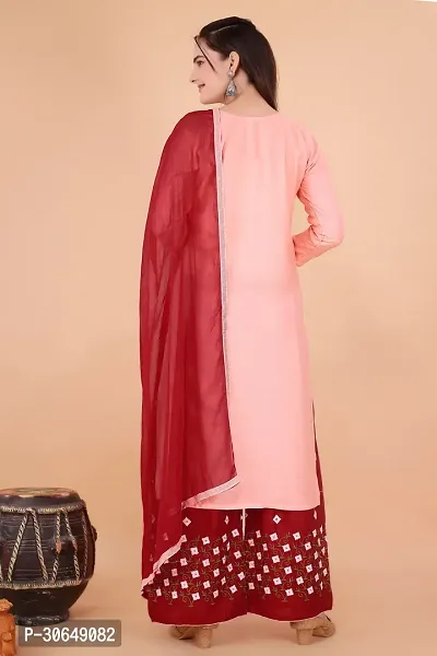 Embroidery kurta palazzo and dupatta-thumb3