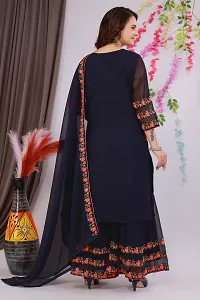 Embroidery Kurti Palazzo with Dupatta-thumb2