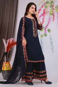 Embroidery Kurti Palazzo with Dupatta-thumb3