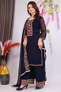 Embroidery Kurti Palazzo with Dupatta-thumb2