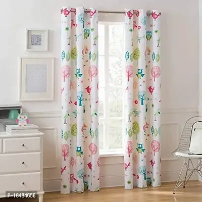 S26 3D Trees Digital Printed Polyester Fabric Curtains for Bed Room Kids Room Living Room Color White Window/Door/Long Door (D.N.71)