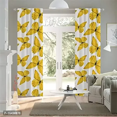 S26 3D Butterfly Digital Printed Polyester Fabric Curtains for Bed Room Kids Room Living Room Color White Window/Door/Long Door (D.N.268) (1, 4 x 5 Feet (Size ; 48 x 60 Inch) Window)