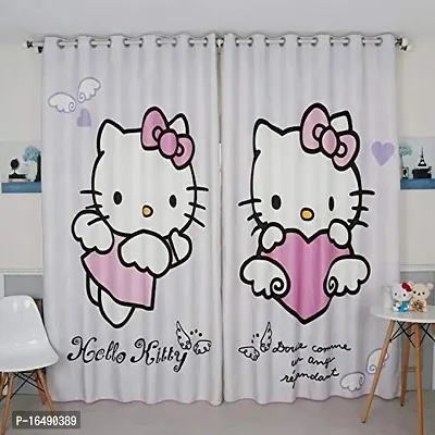 S26 3D Cartoon Digital Printed Polyester Fabric Curtains for Bed Room Kids Room Living Room Color White Window/Door/Long Door (D.N.30)