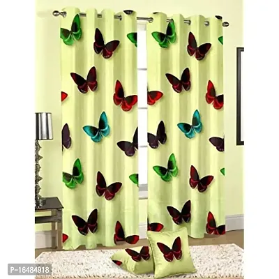 S26 3D Butterfly Digital Printed Polyester Fabric Curtains for Bed Room Kids Room Living Room Color Maroon Window/Door/Long Door (D.N.131) (1, 4 x 5 Feet (Size ; 48 x 60 Inch) Window)